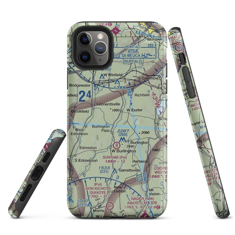Flying W Airport (NY78) VFR Sectional  Tough iPhone Case iPhone 11 Pro Max model shown