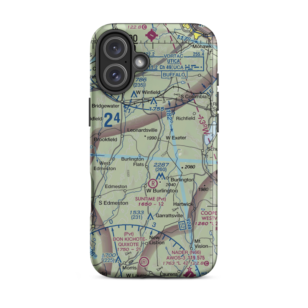 Flying W Airport (NY78) VFR Sectional  Tough iPhone Case iPhone 16 Plus model shown