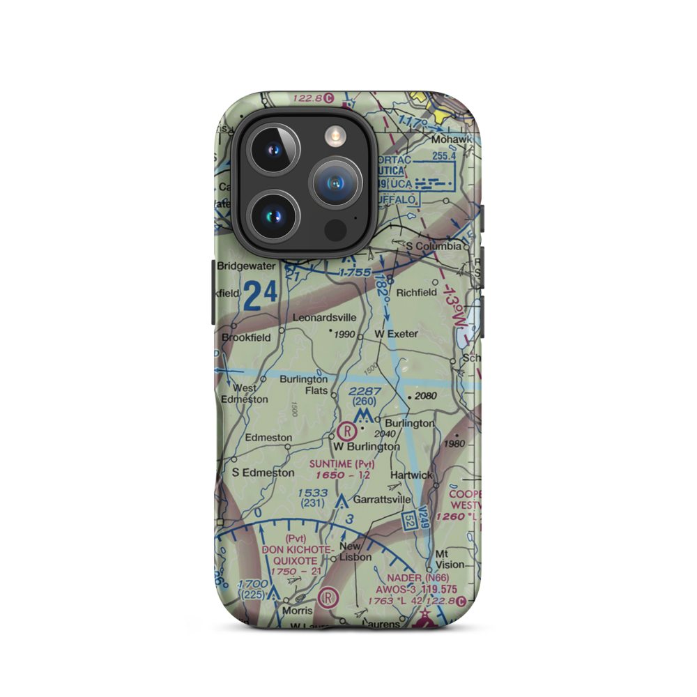 Flying W Airport (NY78) VFR Sectional  Tough iPhone Case iPhone 16 Pro model shown