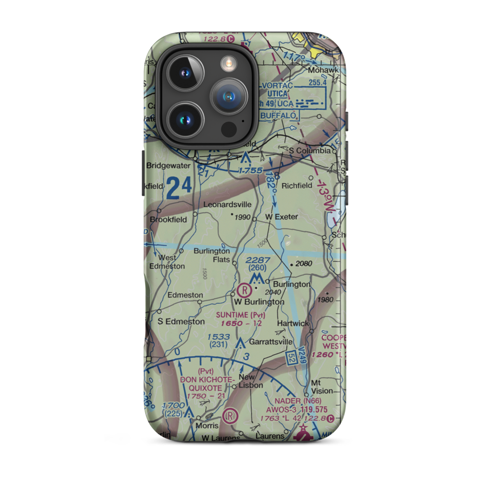 Flying W Airport (NY78) VFR Sectional  Tough iPhone Case iPhone 16 Pro Max model shown