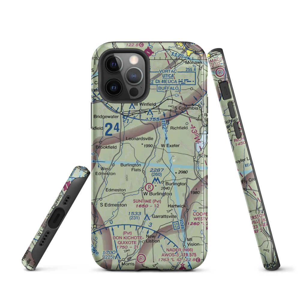 Flying W Airport (NY78) VFR Sectional  Tough iPhone Case iPhone 12 Pro model shown