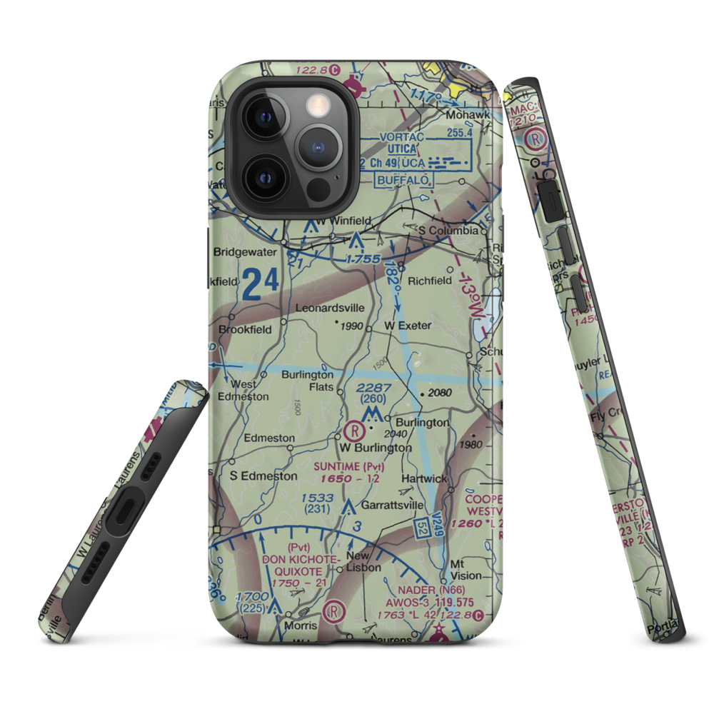 Flying W Airport (NY78) VFR Sectional  Tough iPhone Case iPhone 12 Pro Max model shown