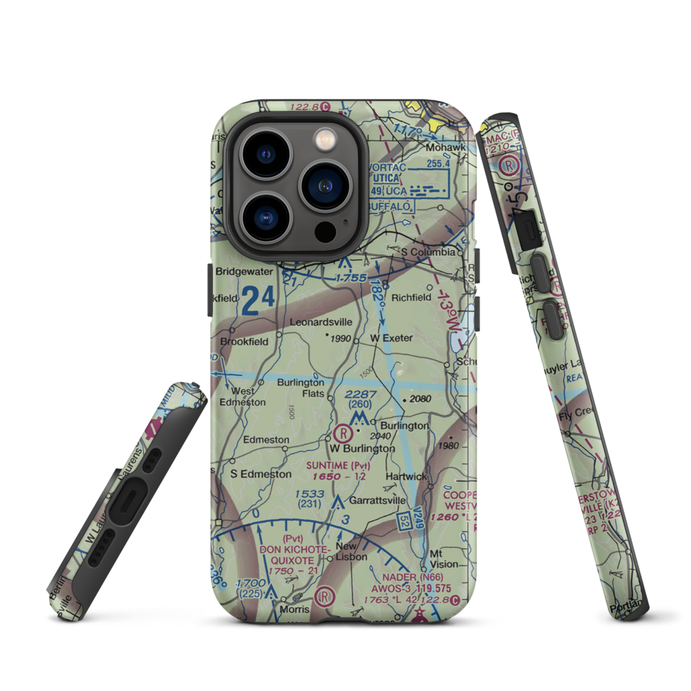 Flying W Airport (NY78) VFR Sectional  Tough iPhone Case iPhone 13 Pro model shown