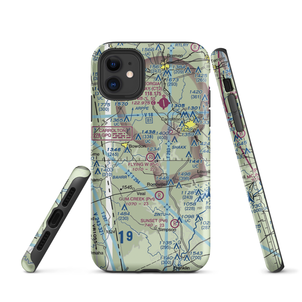 Flying W Farms Airport (6GA8) VFR Sectional  Tough iPhone Case iPhone 11 model shown