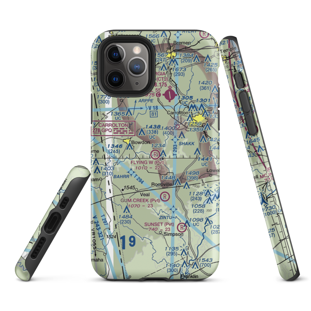 Flying W Farms Airport (6GA8) VFR Sectional  Tough iPhone Case iPhone 11 Pro model shown