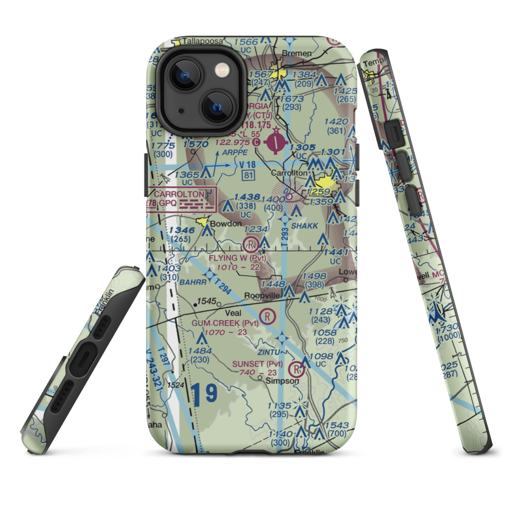 Flying W Farms Airport (6GA8) VFR Sectional  Tough iPhone Case iPhone 14 Plus model shown