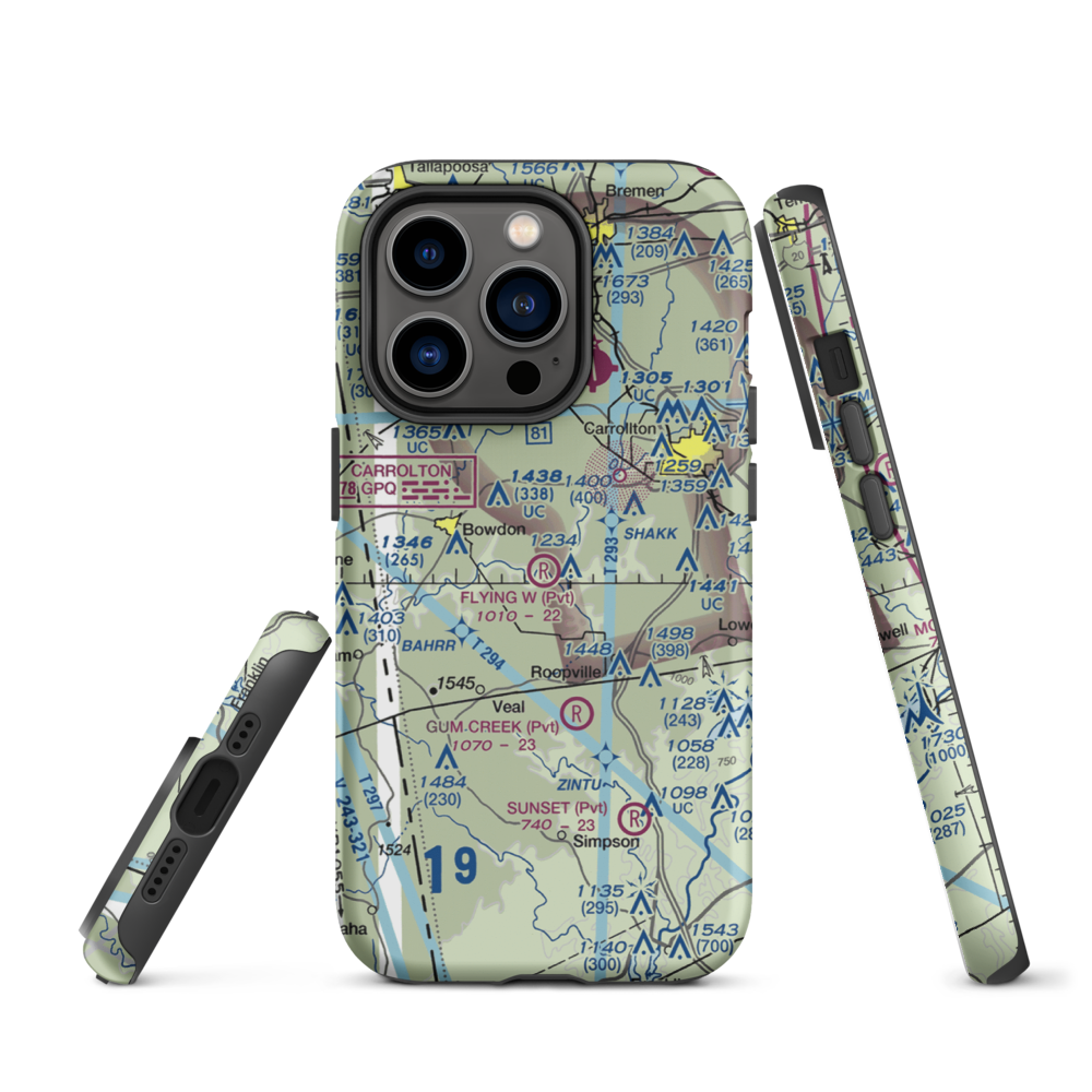 Flying W Farms Airport (6GA8) VFR Sectional  Tough iPhone Case iPhone 14 Pro model shown
