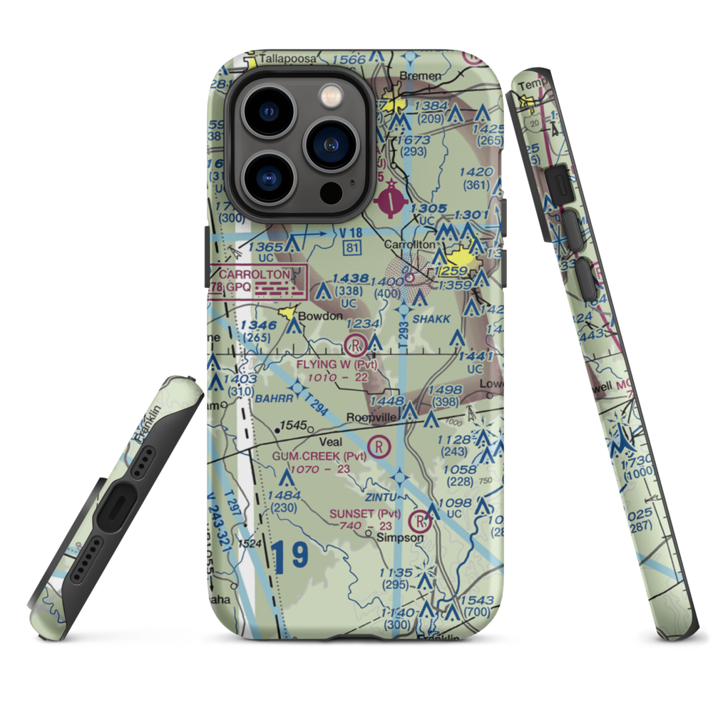 Flying W Farms Airport (6GA8) VFR Sectional  Tough iPhone Case iPhone 14 Pro Max model shown