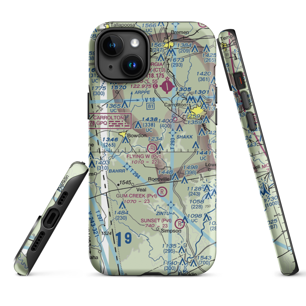 Flying W Farms Airport (6GA8) VFR Sectional  Tough iPhone Case iPhone 15 Plus model shown