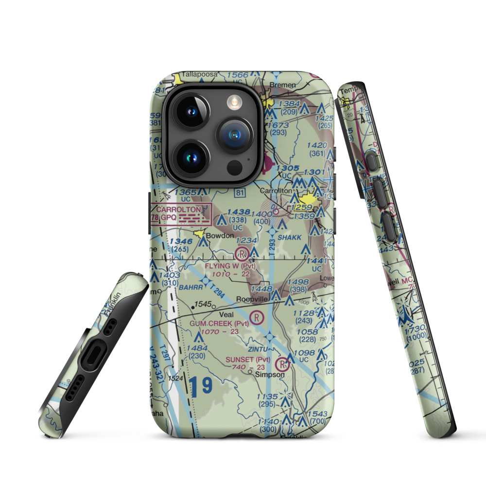 Flying W Farms Airport (6GA8) VFR Sectional  Tough iPhone Case iPhone 15 Pro model shown