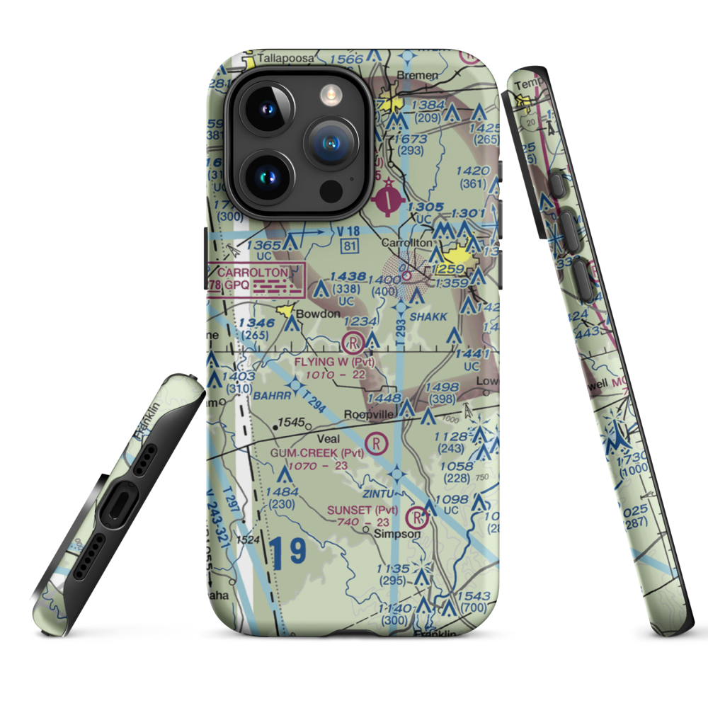 Flying W Farms Airport (6GA8) VFR Sectional  Tough iPhone Case iPhone 15 Pro Max model shown