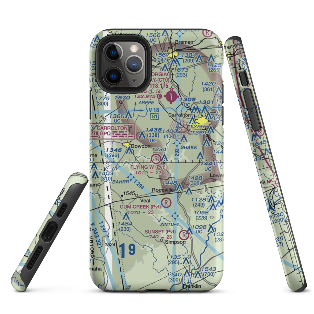 Flying W Farms Airport (6GA8) VFR Sectional  Tough iPhone Case iPhone 11 Pro Max model shown
