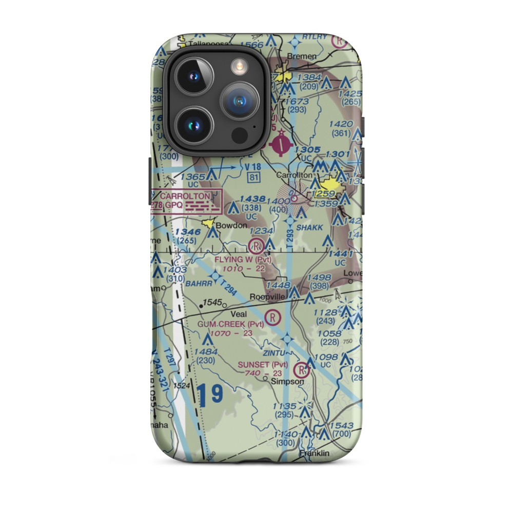 Flying W Farms Airport (6GA8) VFR Sectional  Tough iPhone Case iPhone 16 Pro Max model shown