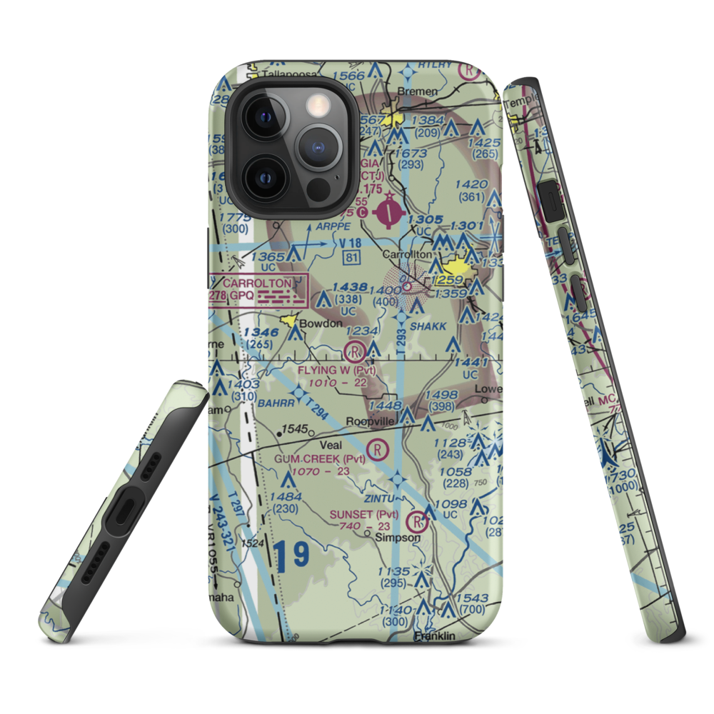 Flying W Farms Airport (6GA8) VFR Sectional  Tough iPhone Case iPhone 12 Pro Max model shown