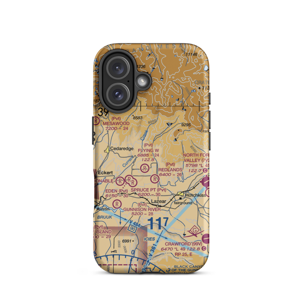 Flying W No.2 Airport (51CO) VFR Sectional  Tough iPhone Case iPhone 16 model shown