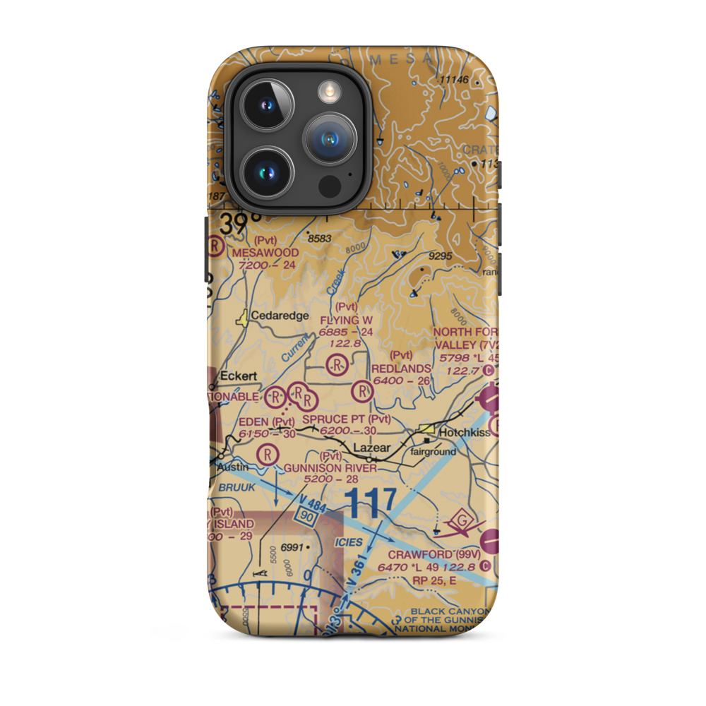 Flying W No.2 Airport (51CO) VFR Sectional  Tough iPhone Case iPhone 16 Pro Max model shown