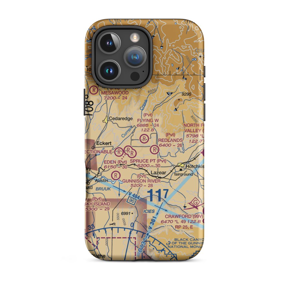 Flying W Ranch Airport (CO20) VFR Sectional  Tough iPhone Case iPhone 16 Pro Max model shown