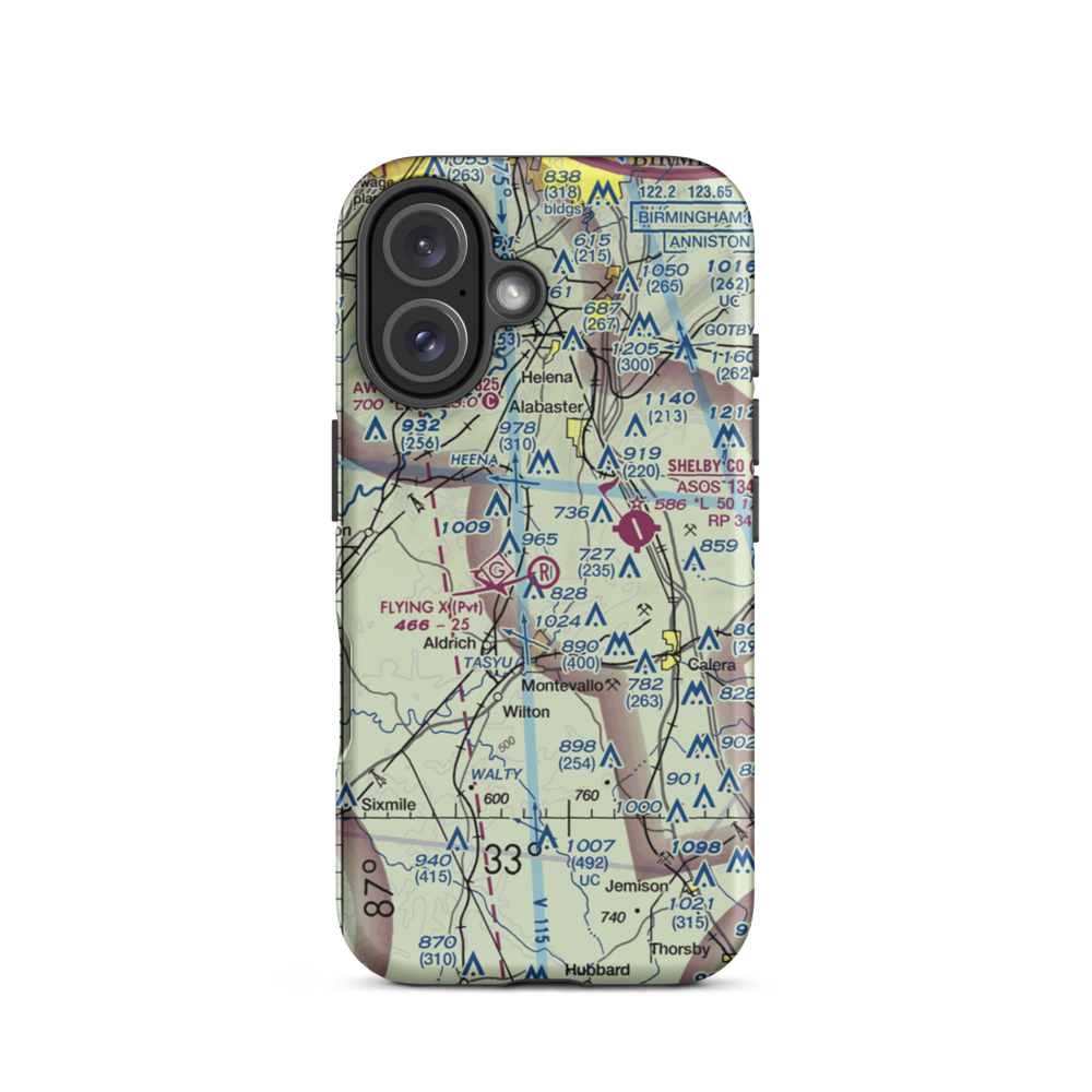 Flying X Ranch Airport (5AL3) VFR Sectional  Tough iPhone Case iPhone 16 model shown