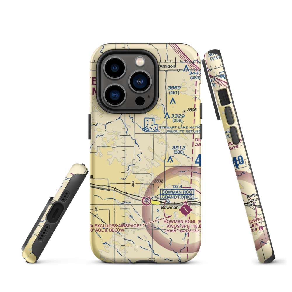 Folske Ranch Airport (78ND) VFR Sectional  Tough iPhone Case iPhone 14 Pro model shown