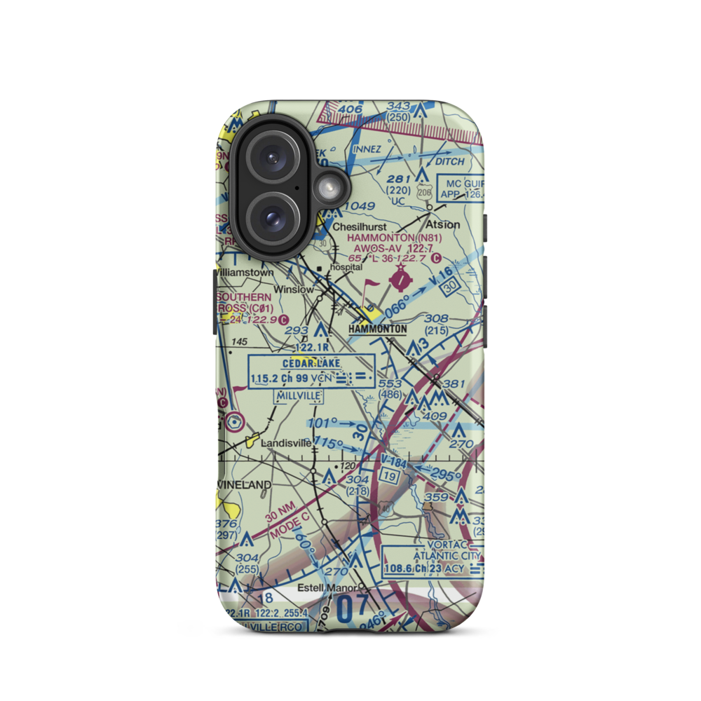 Folsom Airport (NJ52) VFR Sectional  Tough iPhone Case iPhone 16 model shown