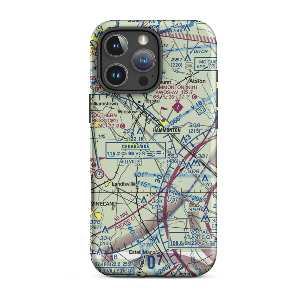 Folsom Airport (NJ52) VFR Sectional  Tough iPhone Case iPhone 16 Pro Max model shown