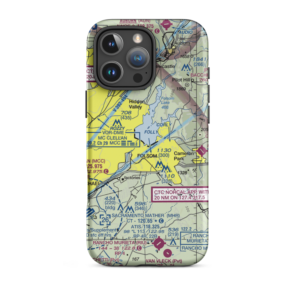 Folsom Lake Seaplane Base (C39) VFR Sectional  Tough iPhone Case iPhone 16 Pro Max model shown
