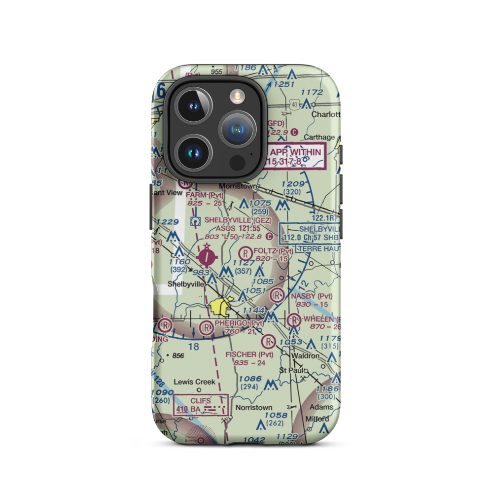 Foltz Farm Airport (93IN) VFR Sectional  Tough iPhone Case iPhone 16 Pro model shown