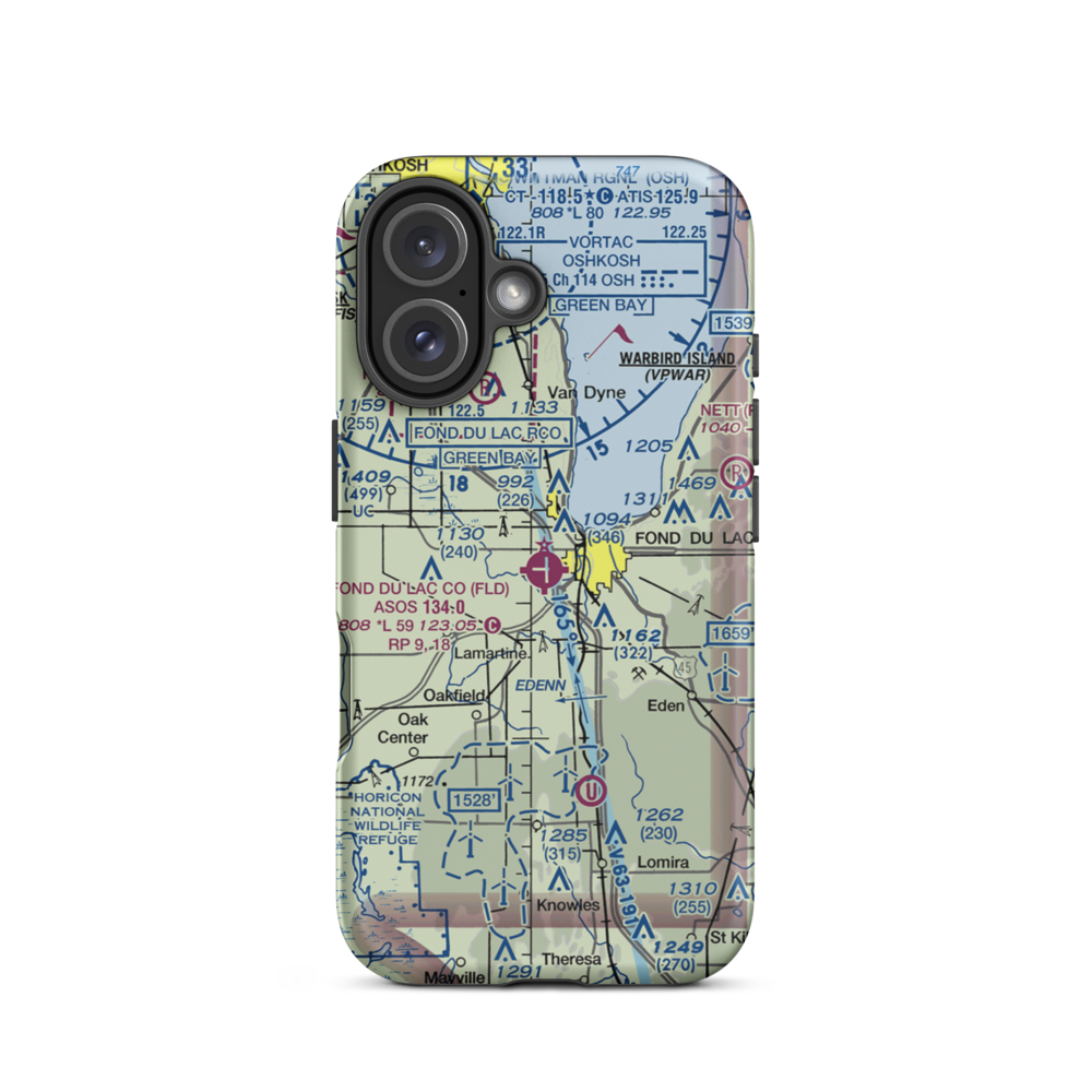 Fond du Lac County Airport (FLD) VFR Sectional  Tough iPhone Case iPhone 16 model shown