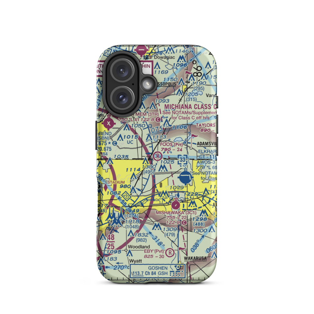Foos Field (IN82) VFR Sectional  Tough iPhone Case iPhone 16 model shown