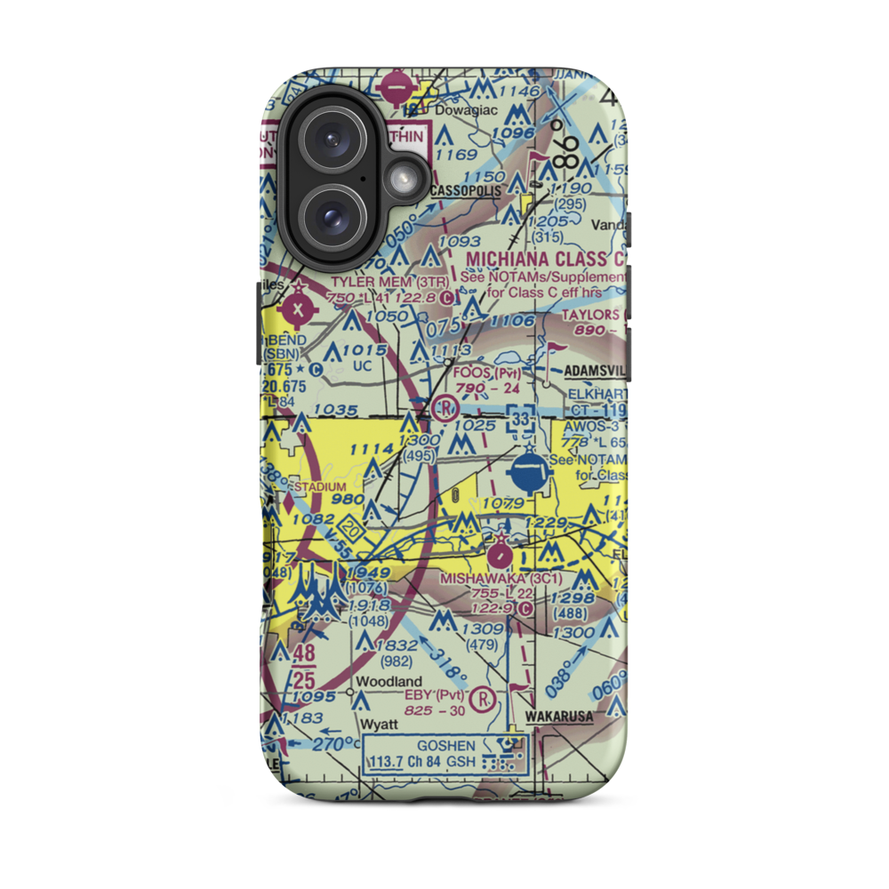 Foos Field (IN82) VFR Sectional  Tough iPhone Case iPhone 16 Plus model shown