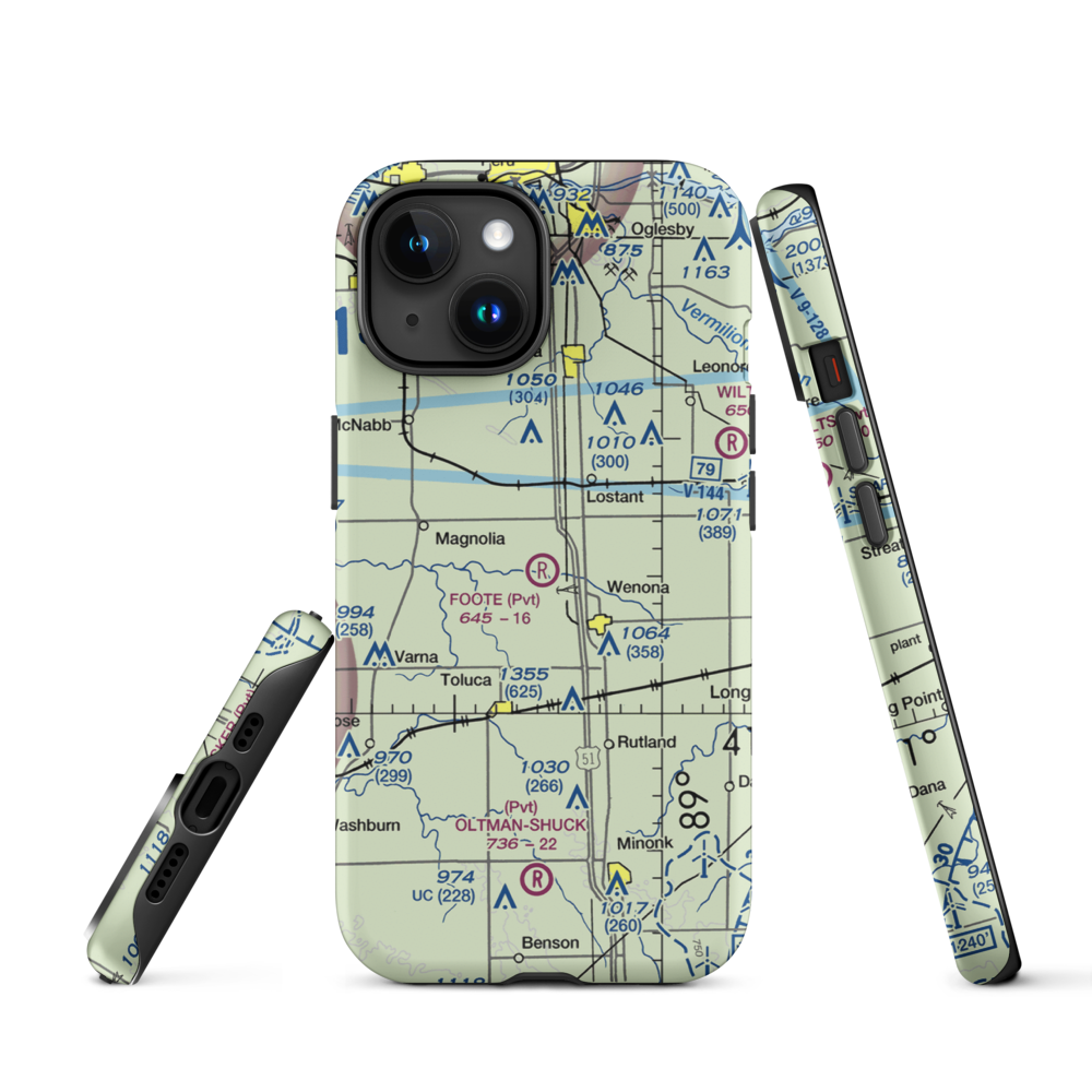 Foote Airport (3IS7) VFR Sectional  Tough iPhone Case iPhone 15 model shown