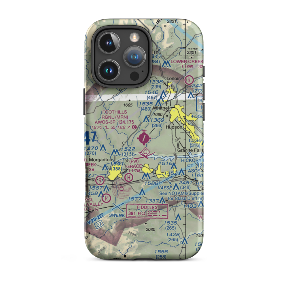 Foothills Regional Airport (MRN) VFR Sectional  Tough iPhone Case iPhone 16 Pro Max model shown
