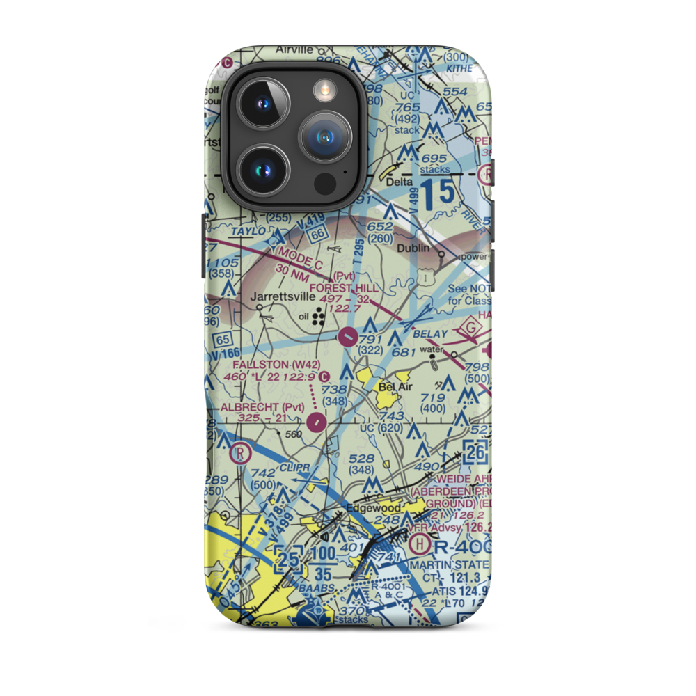 Forest Hill Airport (MD31) VFR Sectional  Tough iPhone Case iPhone 16 Pro Max model shown
