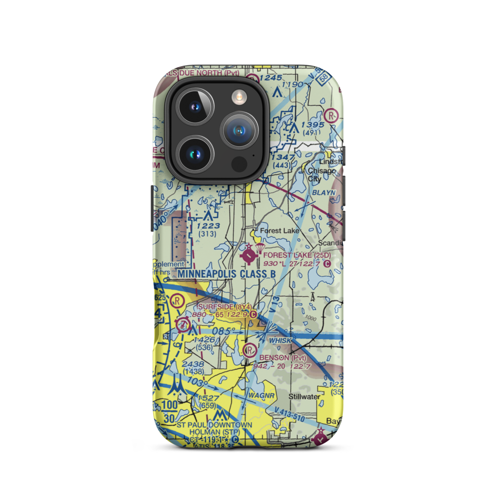 Forest Lake Airport (25D) VFR Sectional  Tough iPhone Case iPhone 16 Pro model shown