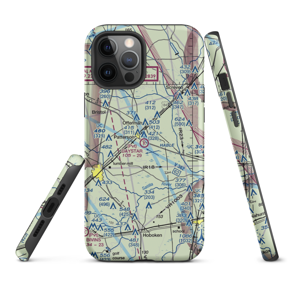 Forestry-Strip Airport (1GE6) VFR Sectional  Tough iPhone Case iPhone 12 Pro Max model shown