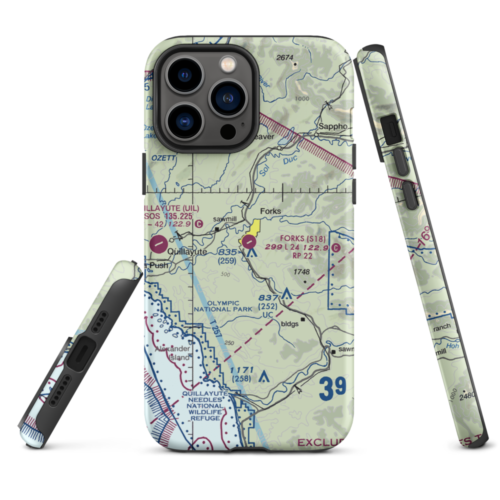 Forks Airport (S18) VFR Sectional  Tough iPhone Case iPhone 13 Pro Max model shown