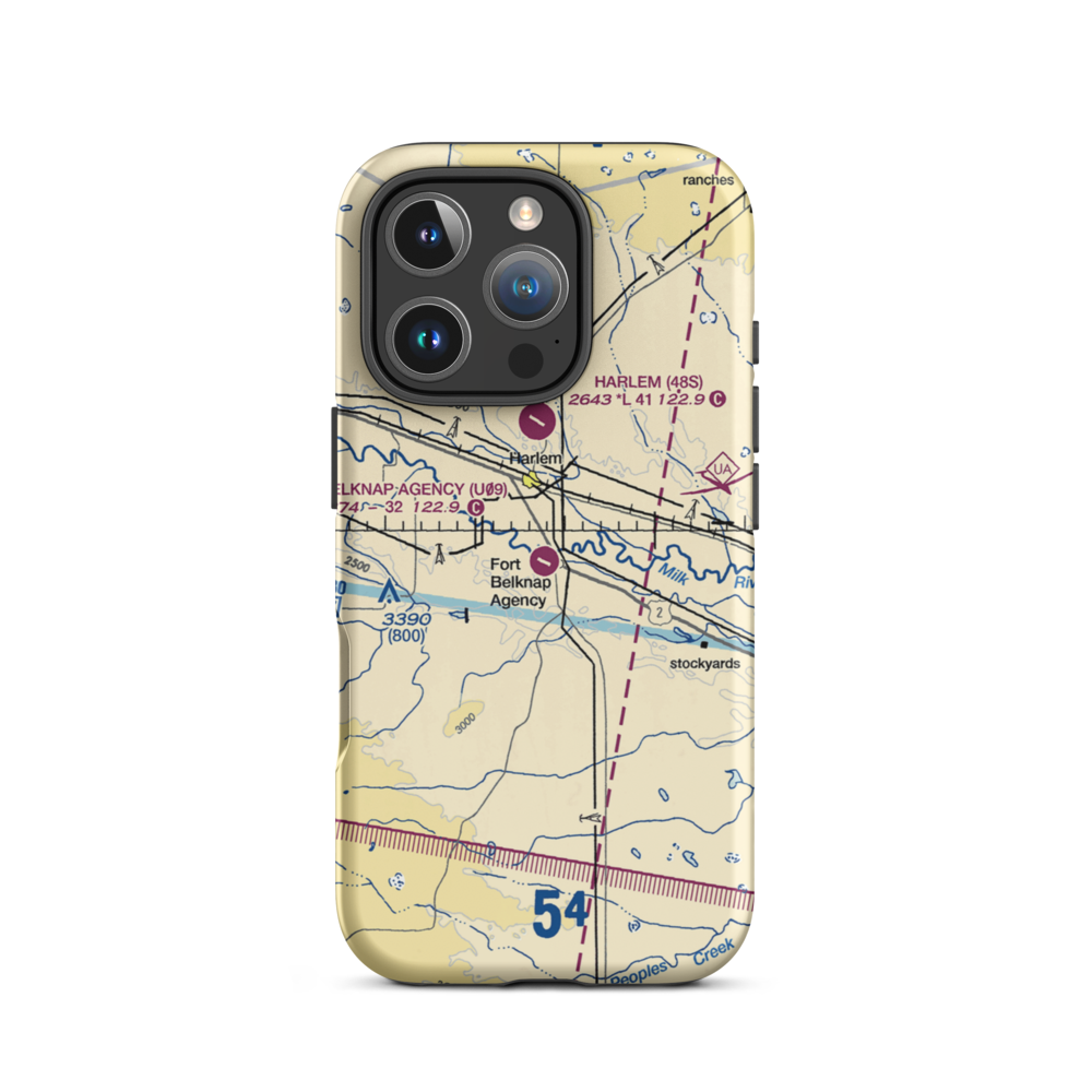 Fort Belknap Agency Airport (U09) VFR Sectional  Tough iPhone Case iPhone 16 Pro model shown
