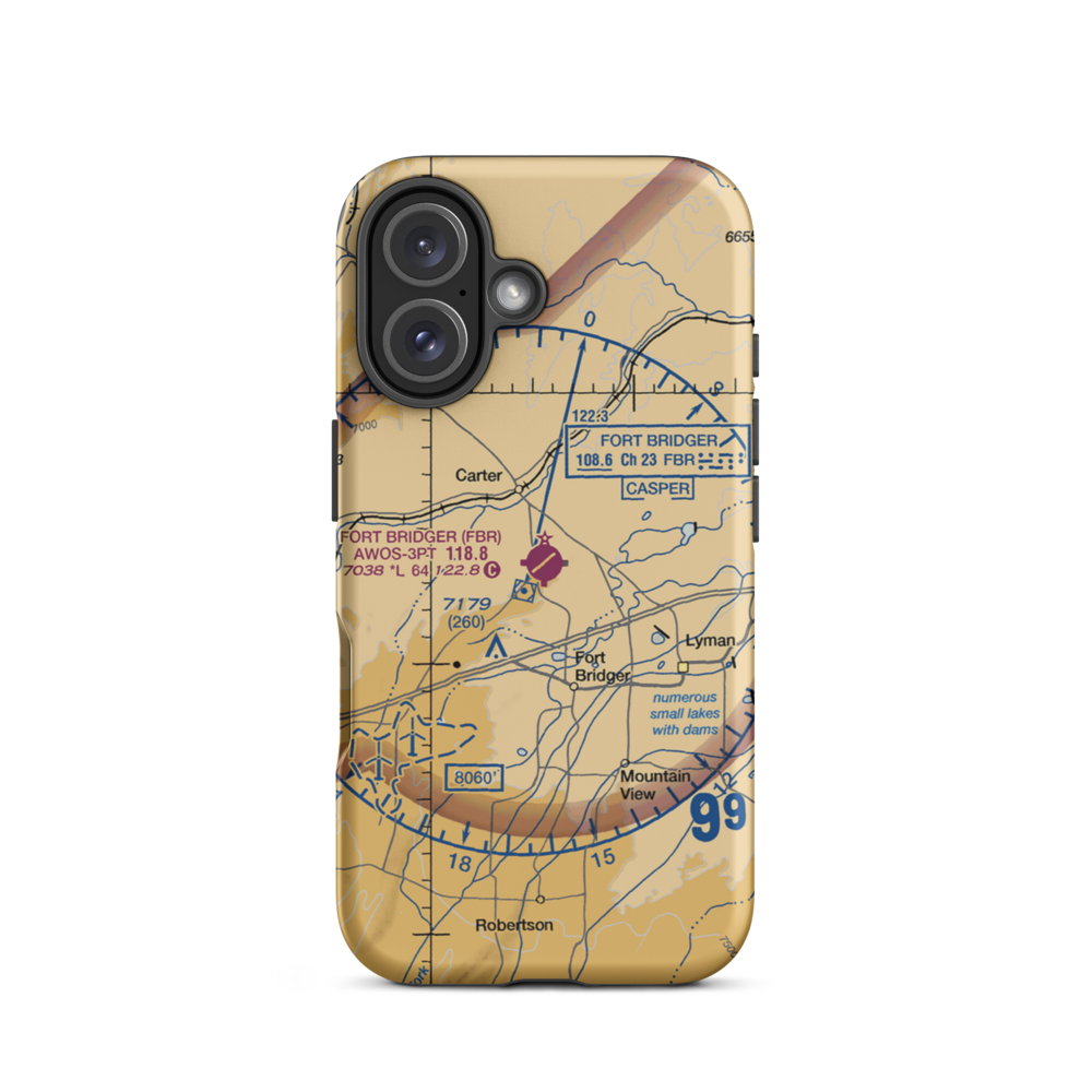 Fort Bridger Airport (FBR) VFR Sectional  Tough iPhone Case iPhone 16 model shown