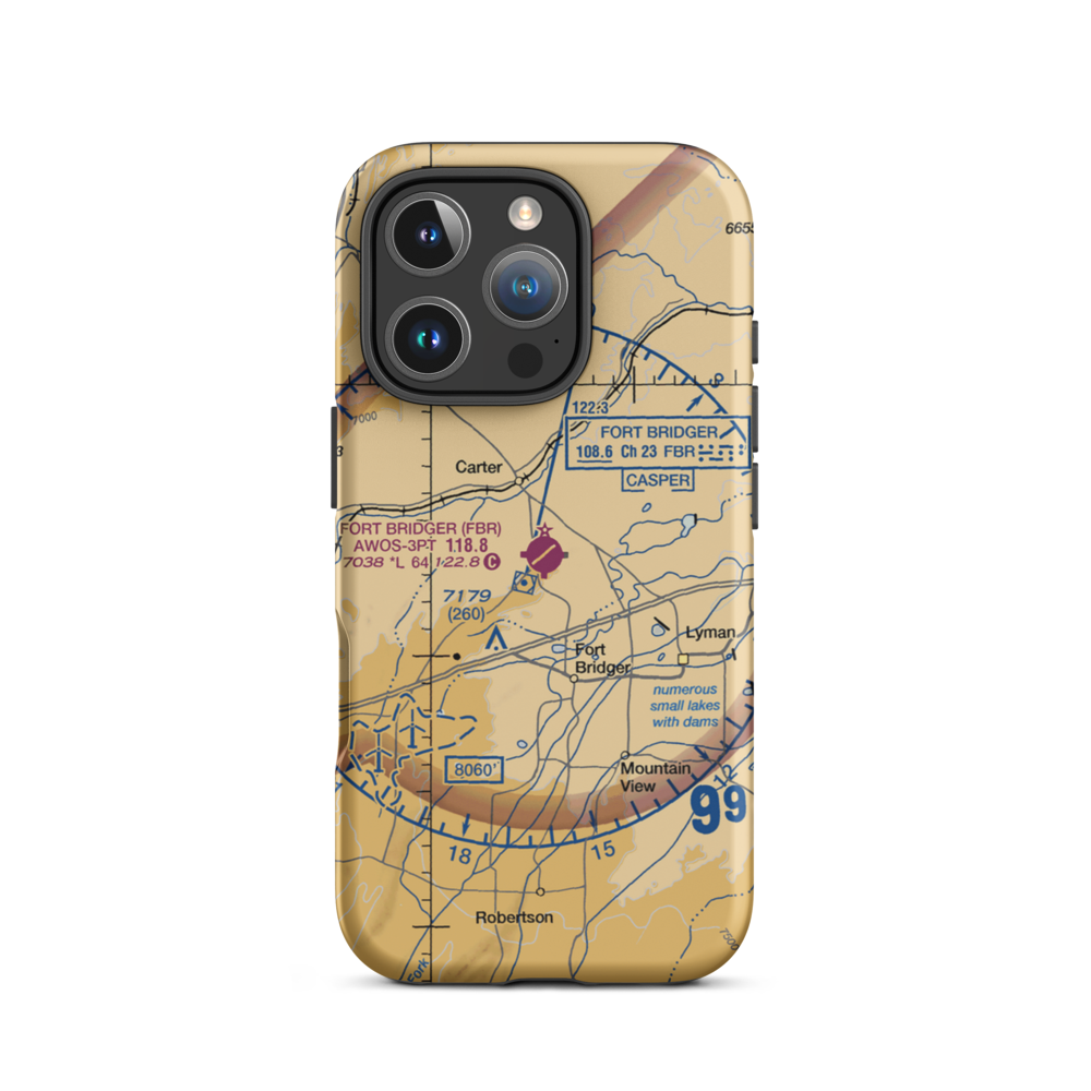 Fort Bridger Airport (FBR) VFR Sectional  Tough iPhone Case iPhone 16 Pro model shown