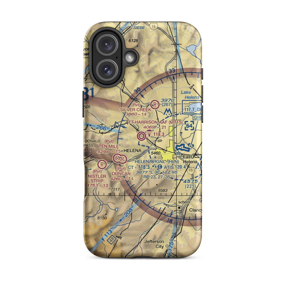 Fort Harrison Army Airfield (MT15) VFR Sectional  Tough iPhone Case iPhone 16 Plus model shown