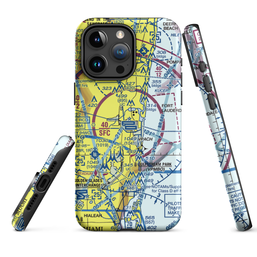 Fort Lauderdale Hollywood International Airport (FLL) VFR Sectional  Tough iPhone Case iPhone 15 Pro Max model shown