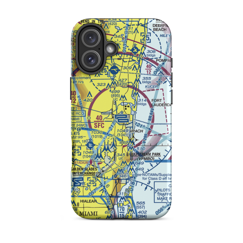 Fort Lauderdale Hollywood International Airport (FLL) VFR Sectional  Tough iPhone Case iPhone 16 Plus model shown