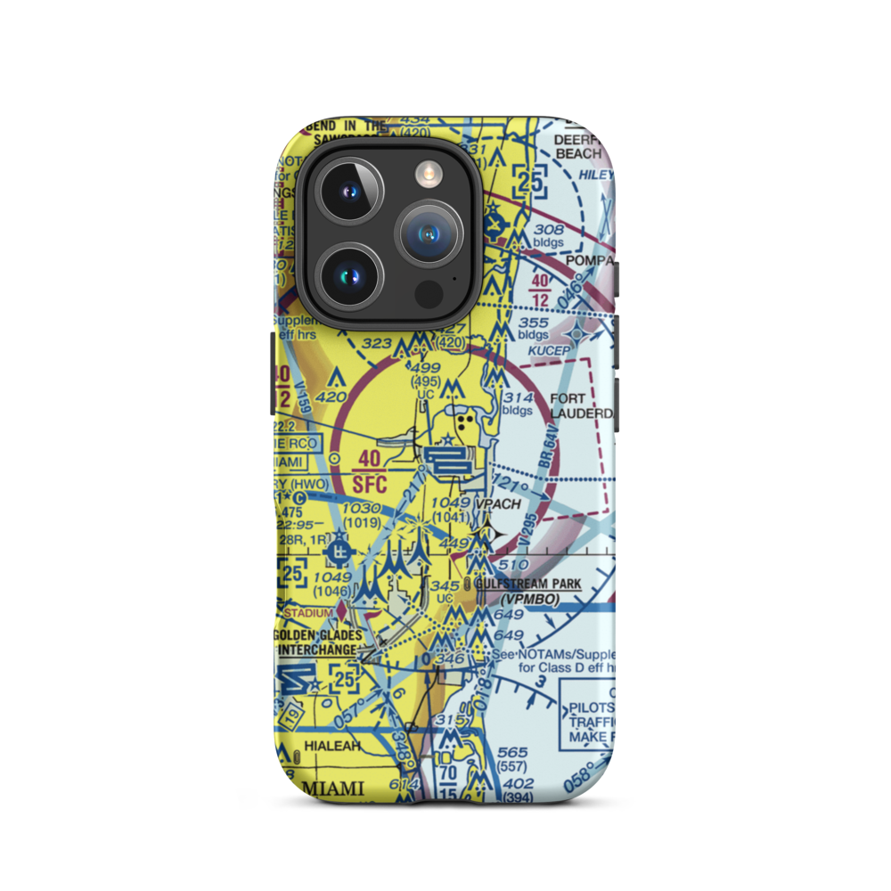 Fort Lauderdale Hollywood International Airport (FLL) VFR Sectional  Tough iPhone Case iPhone 16 Pro model shown