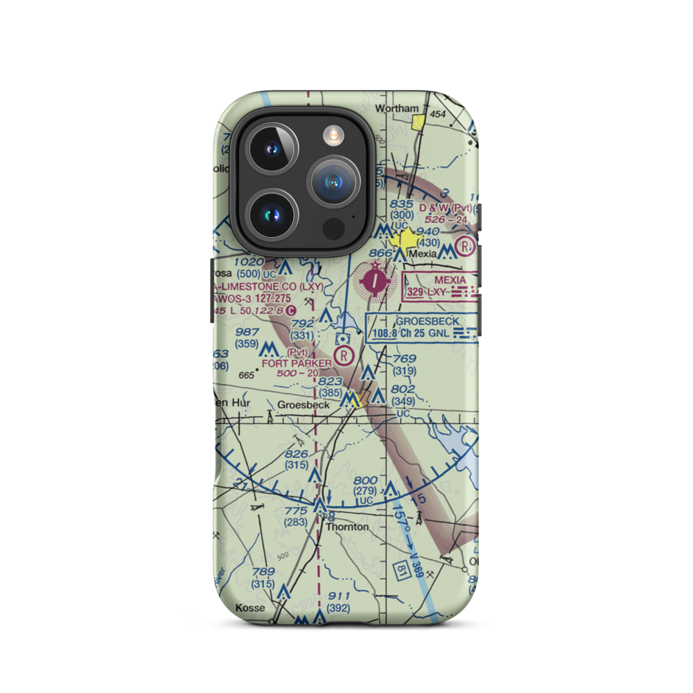 Fort Parker Flying Field (01TS) VFR Sectional  Tough iPhone Case iPhone 16 Pro model shown