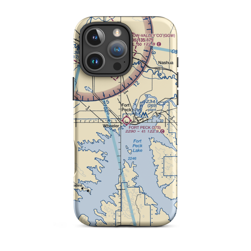 Fort Peck Airport (37S) VFR Sectional  Tough iPhone Case iPhone 16 Pro Max model shown