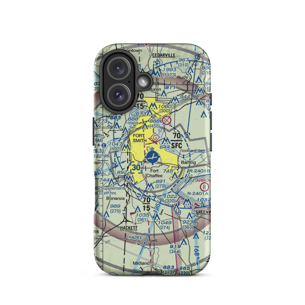 Fort Smith Regional Airport (FSM) VFR Sectional  Tough iPhone Case iPhone 16 model shown