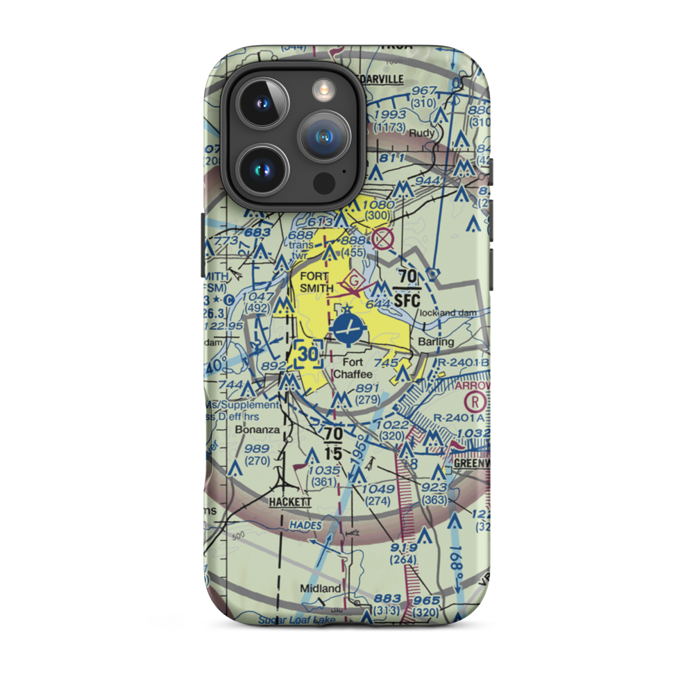 Fort Smith Regional Airport (FSM) VFR Sectional  Tough iPhone Case iPhone 16 Pro Max model shown