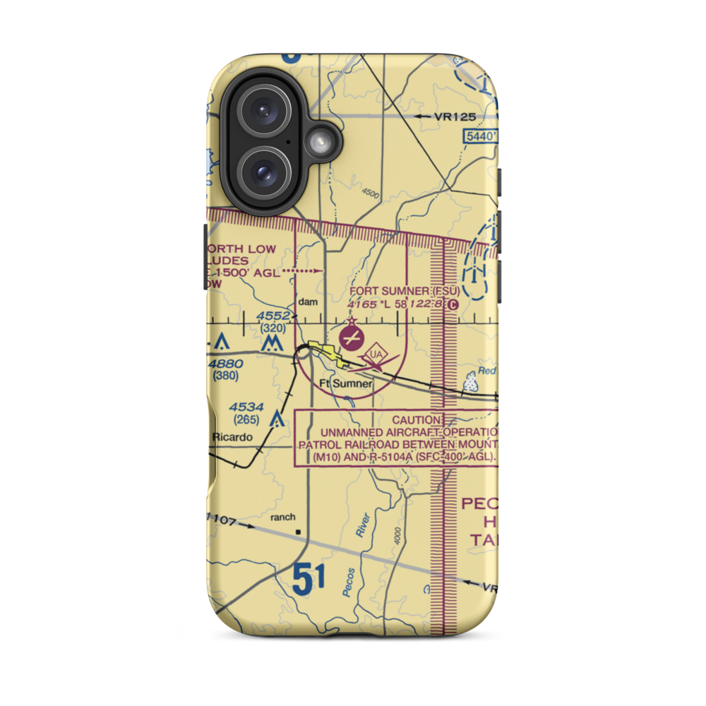 Fort Sumner Municipal Airport (FSU) VFR Sectional  Tough iPhone Case iPhone 16 Plus model shown