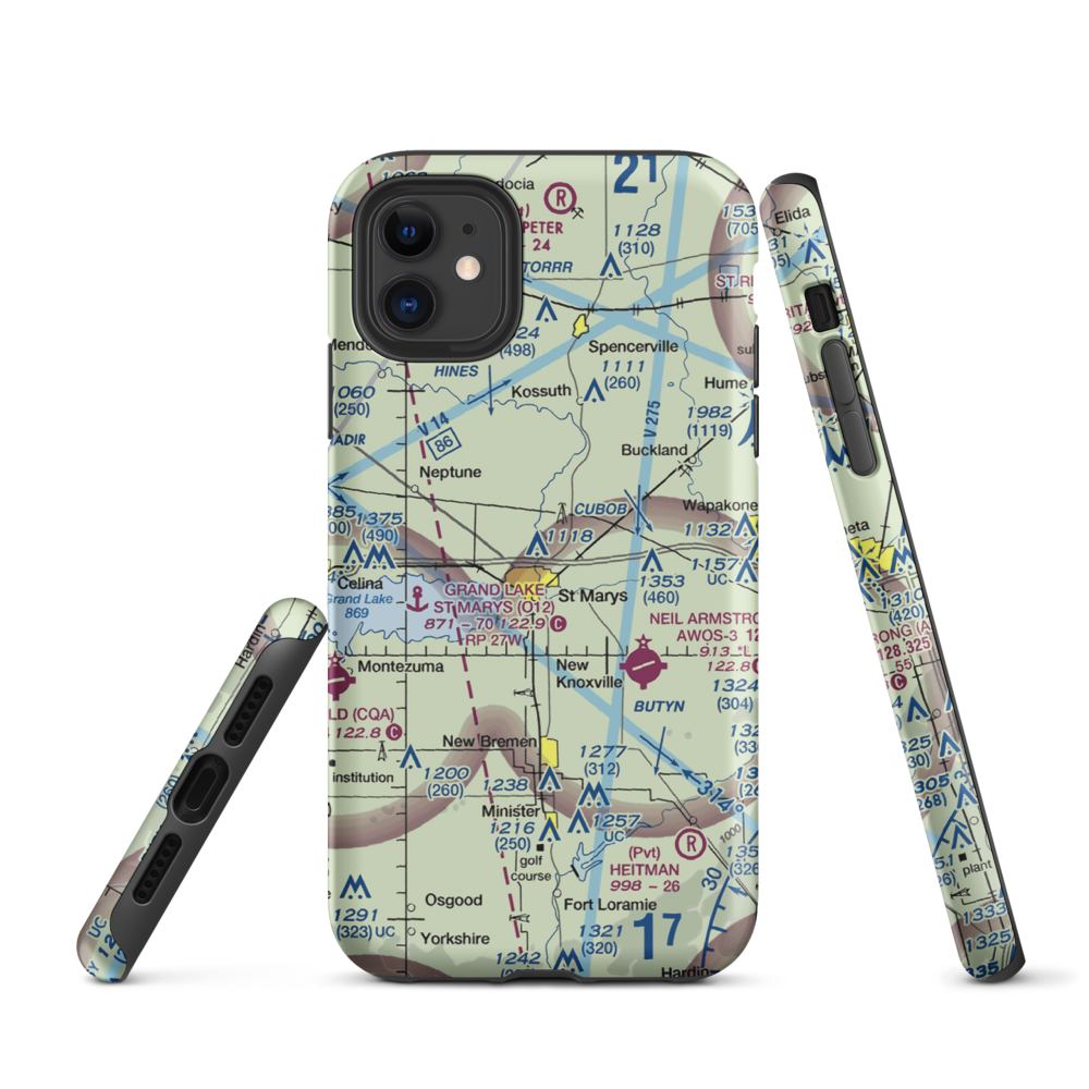 Fortman Airport (1OH4) VFR Sectional  Tough iPhone Case iPhone 11 model shown