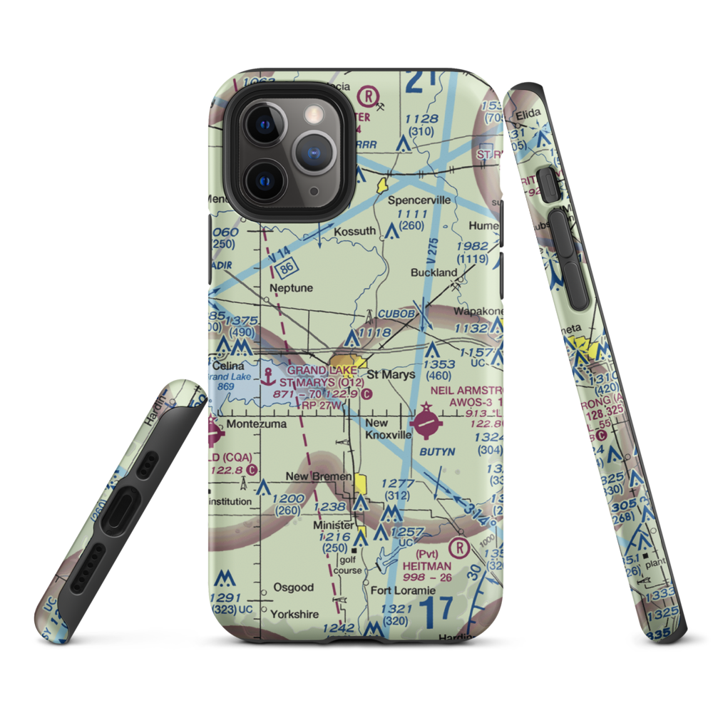 Fortman Airport (1OH4) VFR Sectional  Tough iPhone Case iPhone 11 Pro model shown